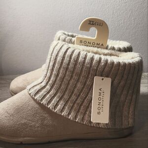 WOMEN'S KOHLS CABLE KNIT SWEATER SLIPPER BOOTIE BEIGE COLOR SIZE 11